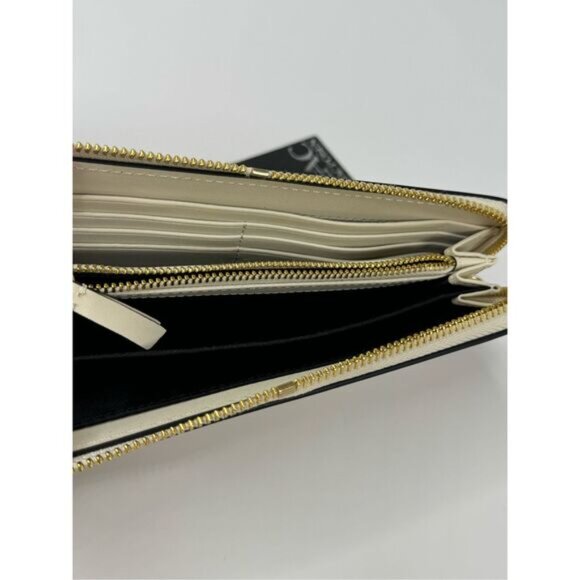 ZAC POSEN Eartha Mini Bow Zipper Leather Continental Wallet Cream NWT - Picture 3 of 11